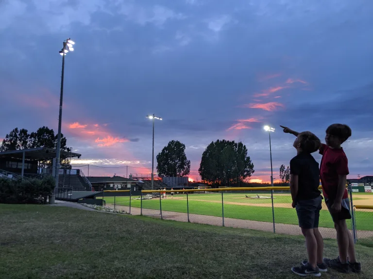 Sunset over Heroes Park at Legion Field